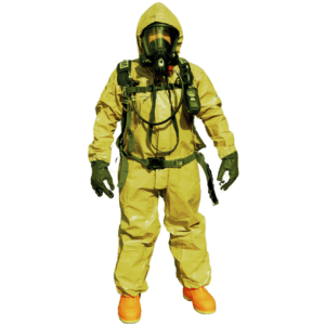 Image of a man in a hazmat suit